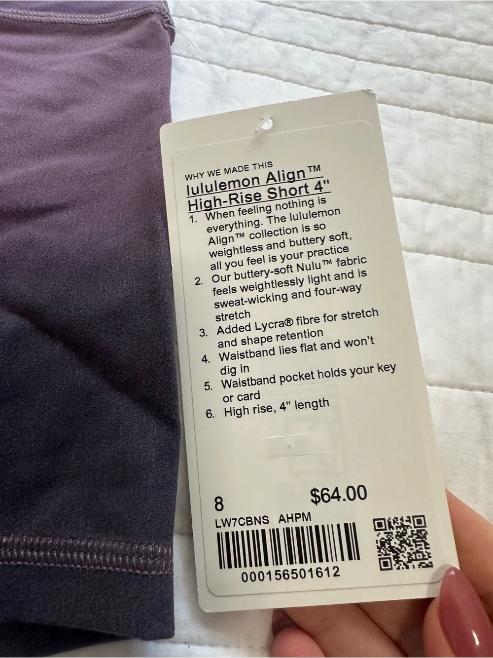NWT Lululemon Align High-Rise Shorts 4” Purple Ombre Size 8 Nulu